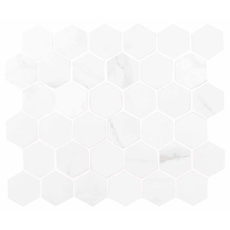 Carrara Hexagon SAMPLE Glazed Porcelain Mesh-Mounted Mosaic Tile